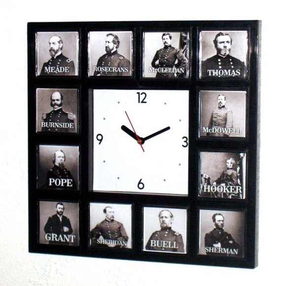 American The Civil War Union Generals Soldiers Photo Clock with 12 pictures - Picture 1 of 4